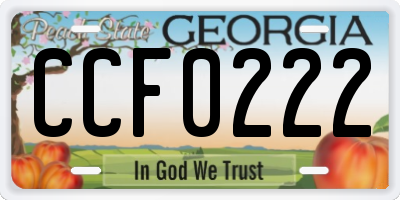 GA license plate CCF0222