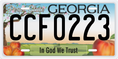 GA license plate CCF0223