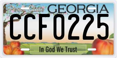 GA license plate CCF0225