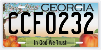 GA license plate CCF0232