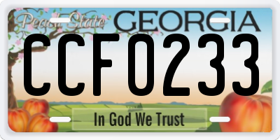 GA license plate CCF0233