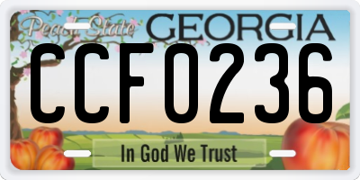 GA license plate CCF0236