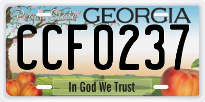 GA license plate CCF0237