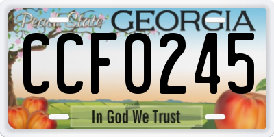 GA license plate CCF0245
