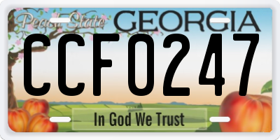 GA license plate CCF0247