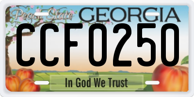 GA license plate CCF0250