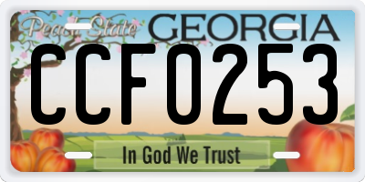 GA license plate CCF0253