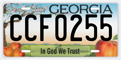 GA license plate CCF0255