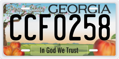 GA license plate CCF0258