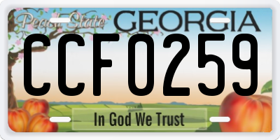 GA license plate CCF0259