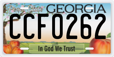 GA license plate CCF0262