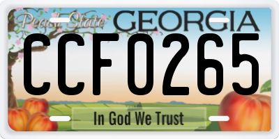 GA license plate CCF0265