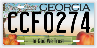 GA license plate CCF0274