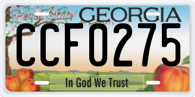GA license plate CCF0275
