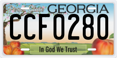 GA license plate CCF0280