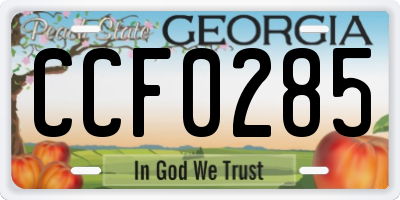 GA license plate CCF0285