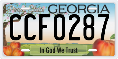 GA license plate CCF0287