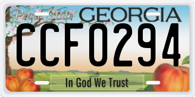GA license plate CCF0294