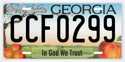 GA license plate CCF0299