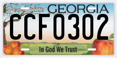 GA license plate CCF0302