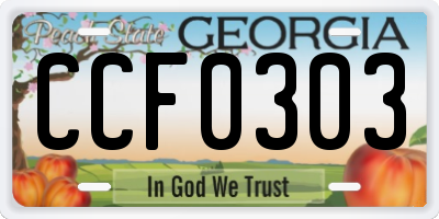 GA license plate CCF0303