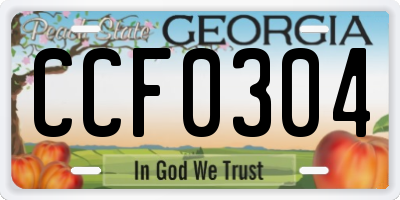 GA license plate CCF0304