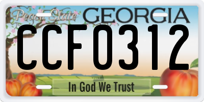 GA license plate CCF0312
