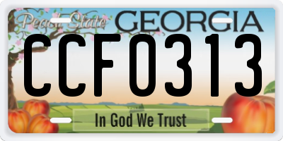 GA license plate CCF0313