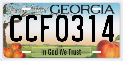 GA license plate CCF0314