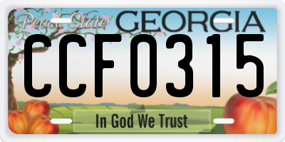 GA license plate CCF0315