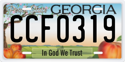 GA license plate CCF0319