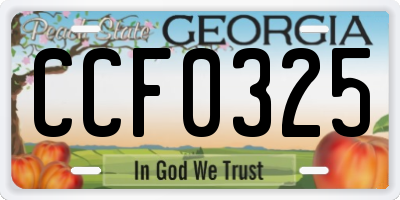 GA license plate CCF0325