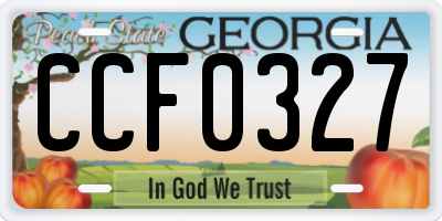 GA license plate CCF0327