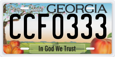 GA license plate CCF0333