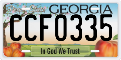 GA license plate CCF0335