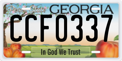 GA license plate CCF0337