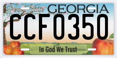 GA license plate CCF0350