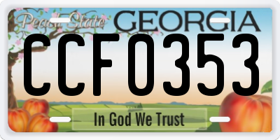 GA license plate CCF0353