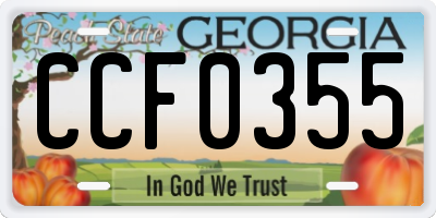 GA license plate CCF0355