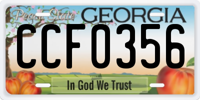 GA license plate CCF0356
