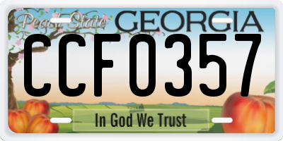 GA license plate CCF0357
