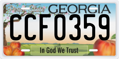 GA license plate CCF0359