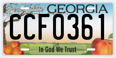 GA license plate CCF0361