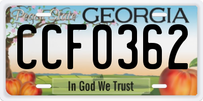 GA license plate CCF0362