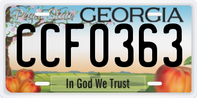 GA license plate CCF0363