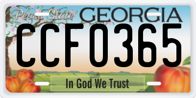 GA license plate CCF0365