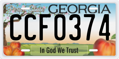 GA license plate CCF0374