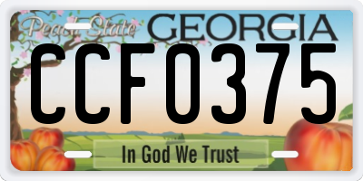 GA license plate CCF0375