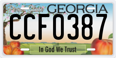 GA license plate CCF0387