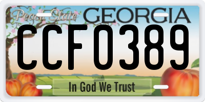 GA license plate CCF0389